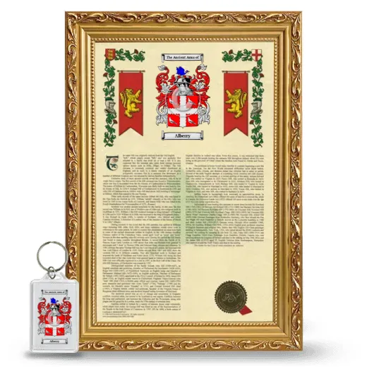Alberry Framed Armorial History and Keychain - Gold