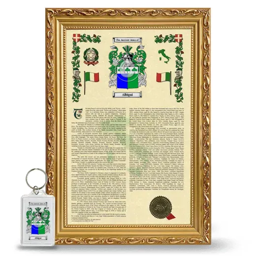 Albigni Framed Armorial History and Keychain - Gold