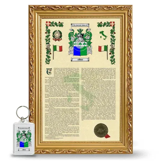 Albini Framed Armorial History and Keychain - Gold