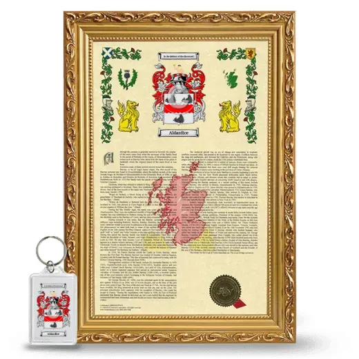 Aldardice Framed Armorial History and Keychain - Gold
