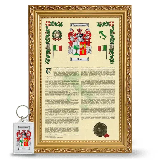 Alesio Framed Armorial History and Keychain - Gold