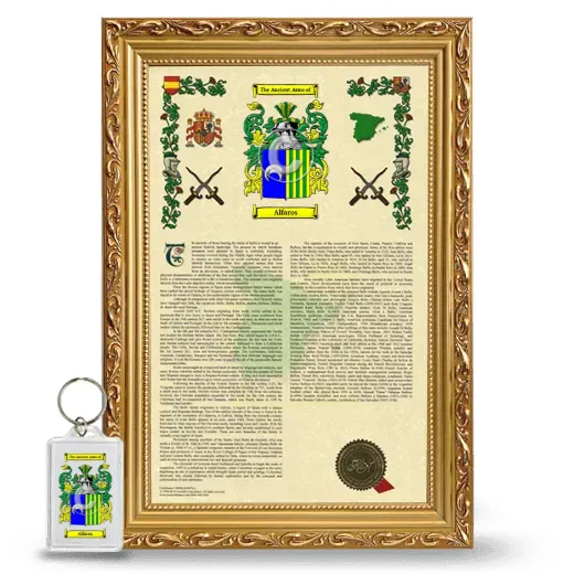 Alfaros Framed Armorial History and Keychain - Gold