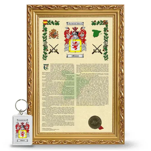 Alfonsos Framed Armorial History and Keychain - Gold