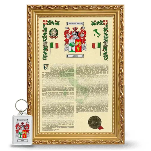 Alicea Framed Armorial History and Keychain - Gold