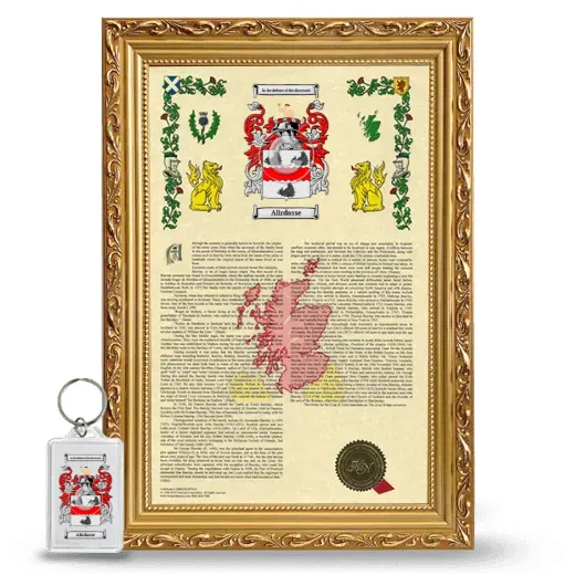 Alirdasse Framed Armorial History and Keychain - Gold