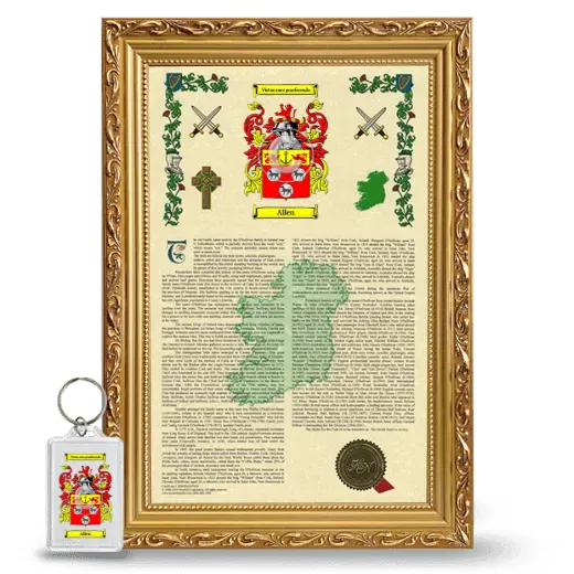 Allen Framed Armorial History and Keychain - Gold