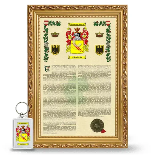 Allendorfer Framed Armorial History and Keychain - Gold