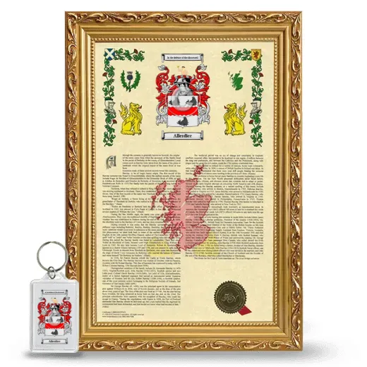 Allerdice Framed Armorial History and Keychain - Gold