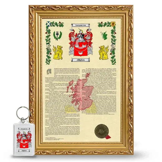 Alliphen Framed Armorial History and Keychain - Gold