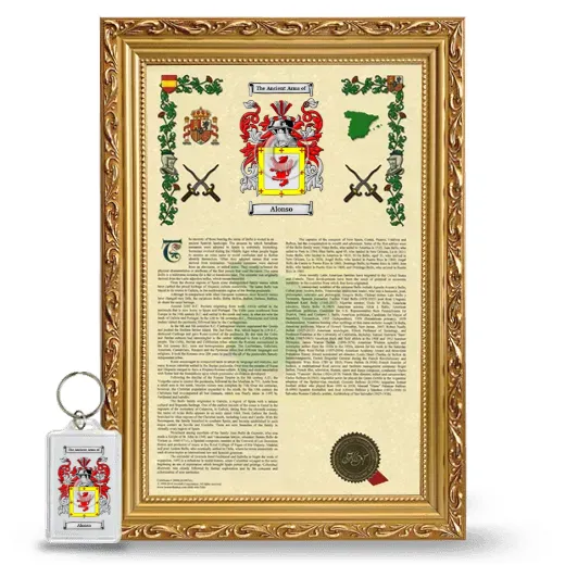 Alonso Framed Armorial History and Keychain - Gold
