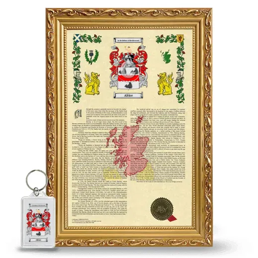 Altice Framed Armorial History and Keychain - Gold