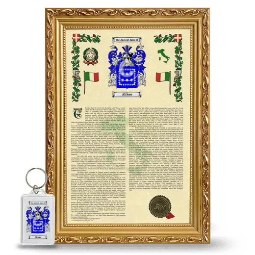 Altiero Framed Armorial History and Keychain - Gold