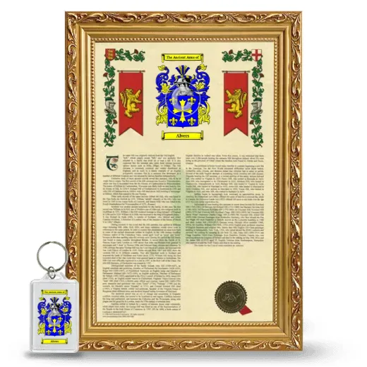 Alvers Framed Armorial History and Keychain - Gold