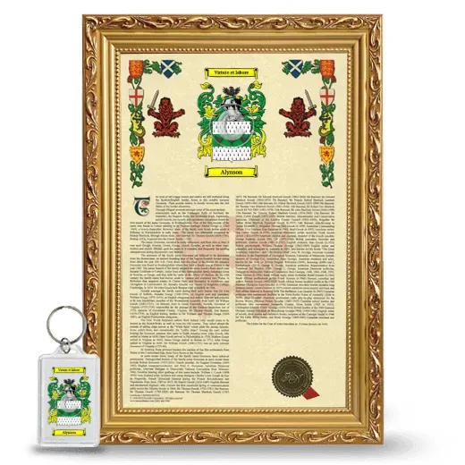 Alynson Framed Armorial History and Keychain - Gold