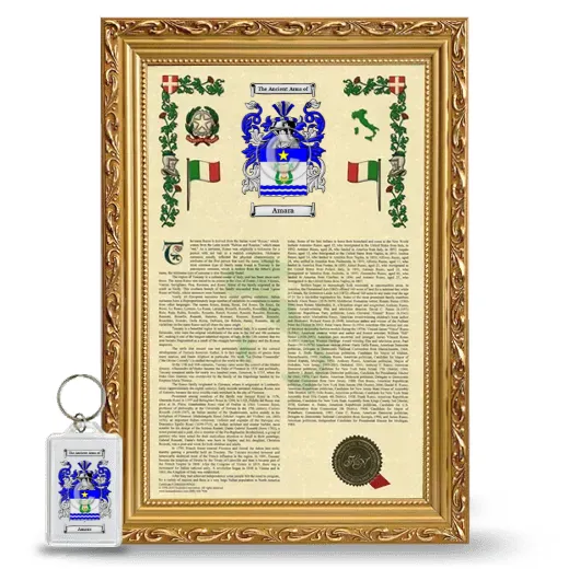 Amara Framed Armorial History and Keychain - Gold