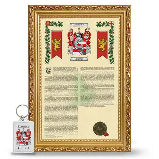 Amaray Framed Armorial History and Keychain - Gold