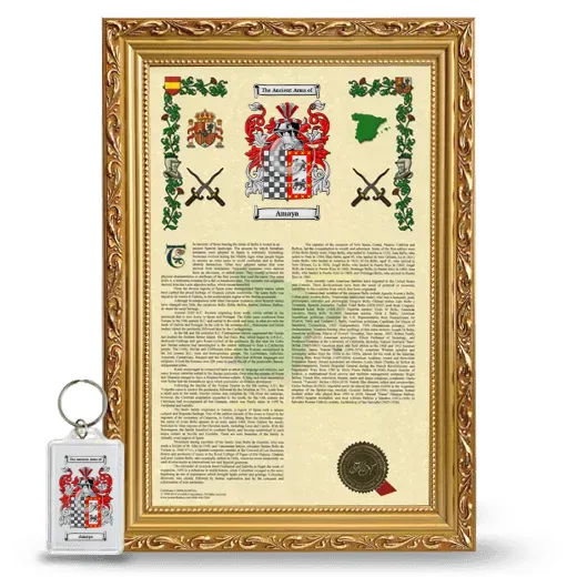Amaya Framed Armorial History and Keychain - Gold