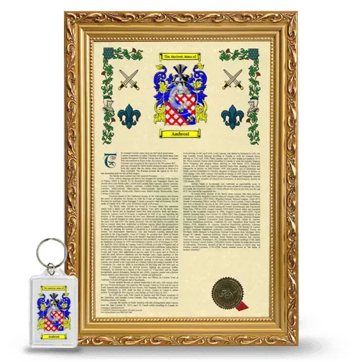 Ambrosi Framed Armorial History and Keychain - Gold