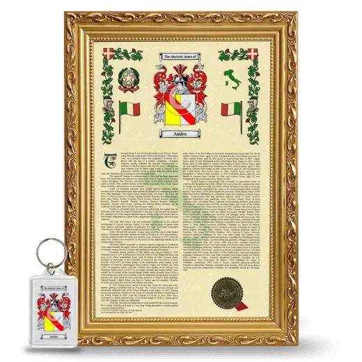 Amica Framed Armorial History and Keychain - Gold