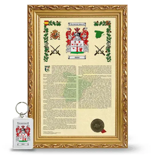 Amor Framed Armorial History and Keychain - Gold
