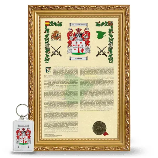 Amores Framed Armorial History and Keychain - Gold