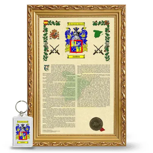 Ancheta Framed Armorial History and Keychain - Gold