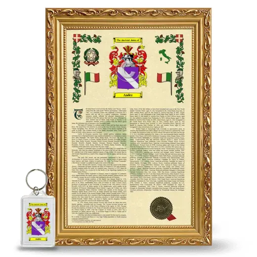 Andez Framed Armorial History and Keychain - Gold