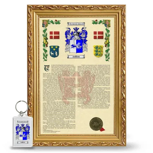 Andison Framed Armorial History and Keychain - Gold