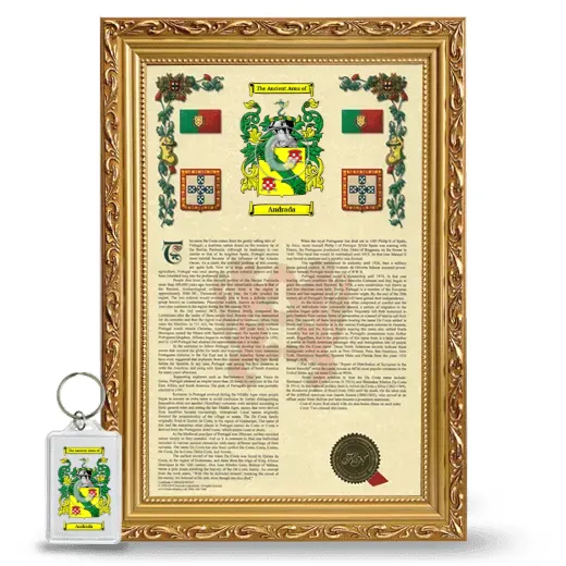 Andrada Framed Armorial History and Keychain - Gold