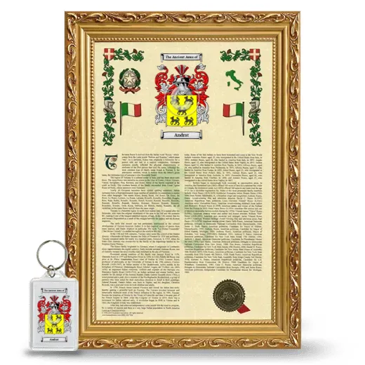 Andrat Framed Armorial History and Keychain - Gold