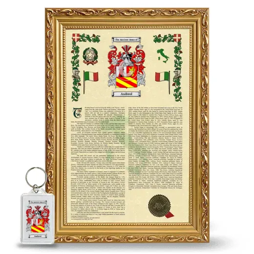 Andreol Framed Armorial History and Keychain - Gold