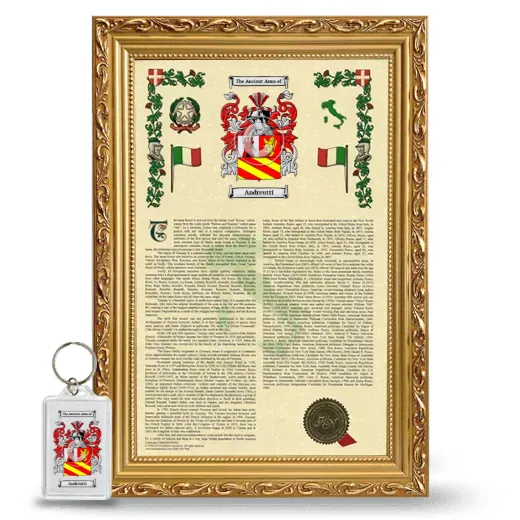 Andreutti Framed Armorial History and Keychain - Gold