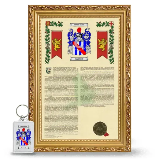 Annessly Framed Armorial History and Keychain - Gold