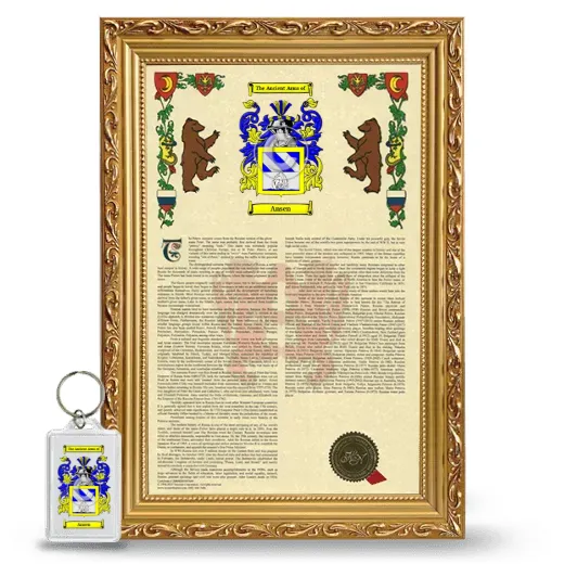 Ansen Framed Armorial History and Keychain - Gold