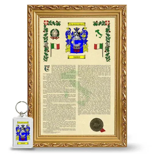 Ansiani Framed Armorial History and Keychain - Gold