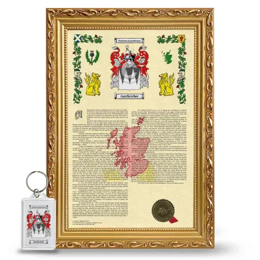 Ansthrother Framed Armorial History and Keychain - Gold
