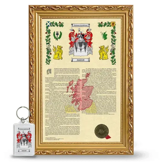 Anstroit Framed Armorial History and Keychain - Gold