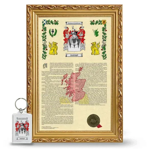 Anstroyd Framed Armorial History and Keychain - Gold