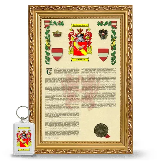 Anthony's Framed Armorial History and Keychain - Gold
