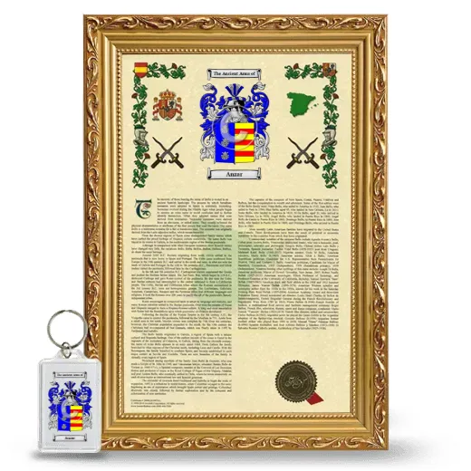 Anzar Framed Armorial History and Keychain - Gold