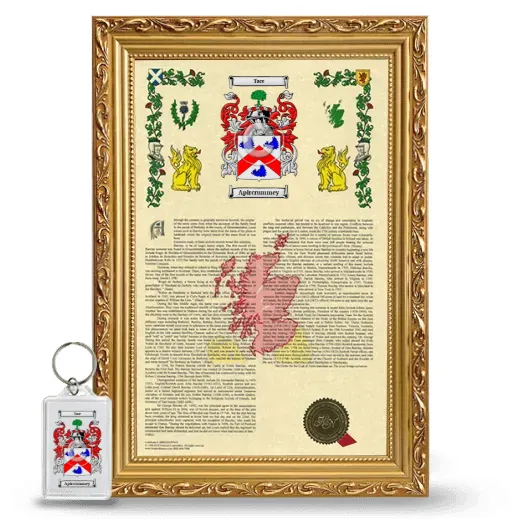 Apircrummey Framed Armorial History and Keychain - Gold