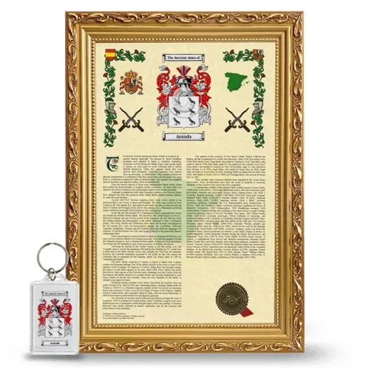 Aranda Framed Armorial History and Keychain - Gold