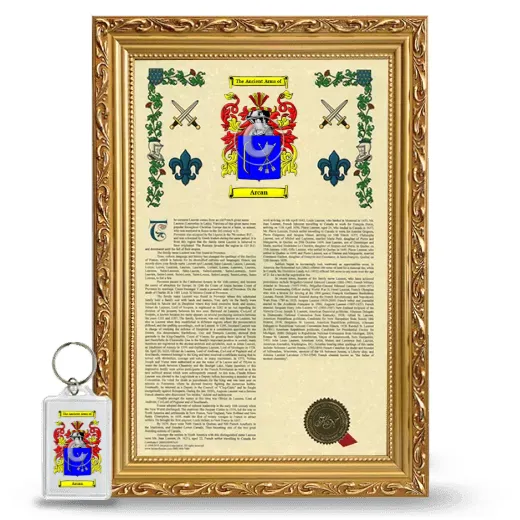 Arcan Framed Armorial History and Keychain - Gold