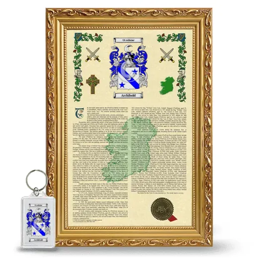 Archibold Framed Armorial History and Keychain - Gold