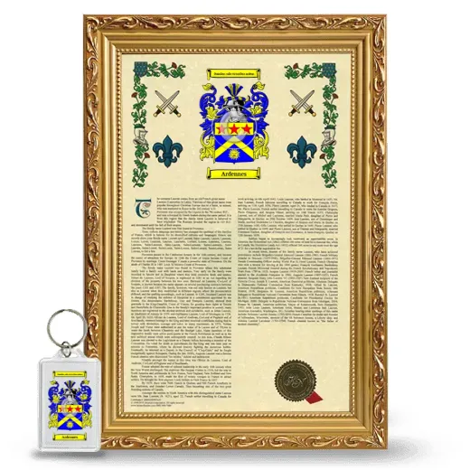 Ardennes Framed Armorial History and Keychain - Gold