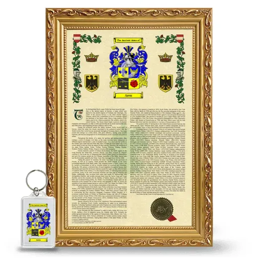 Aren Framed Armorial History and Keychain - Gold