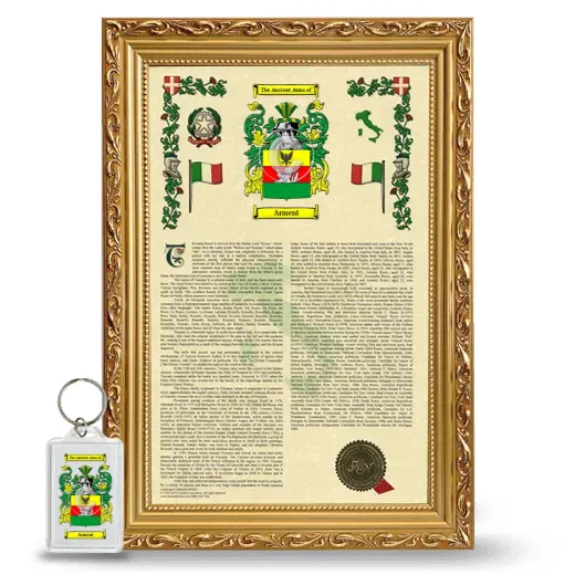 Armeni Framed Armorial History and Keychain - Gold