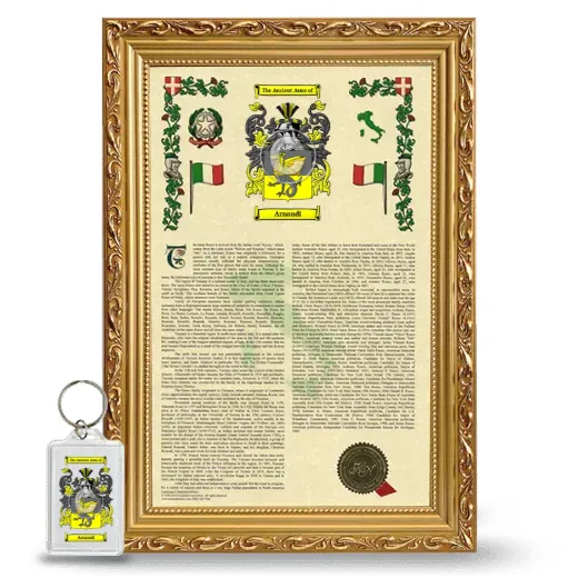 Arnaudi Framed Armorial History and Keychain - Gold