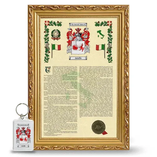 Arnello Framed Armorial History and Keychain - Gold