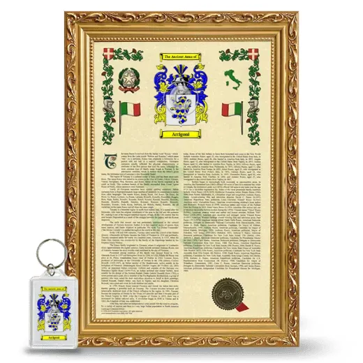 Arrigoni Framed Armorial History and Keychain - Gold